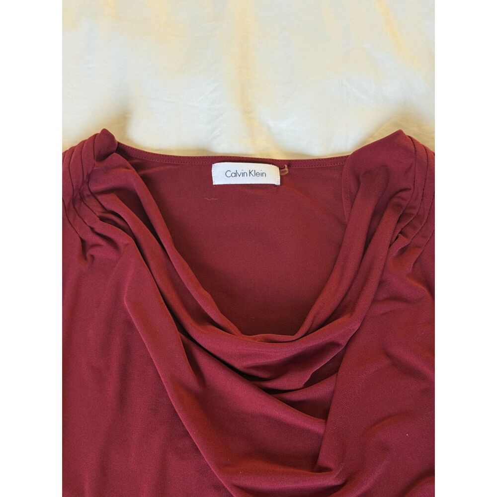 Calvin Klein Sleeveless Draped Red Blouse (M)